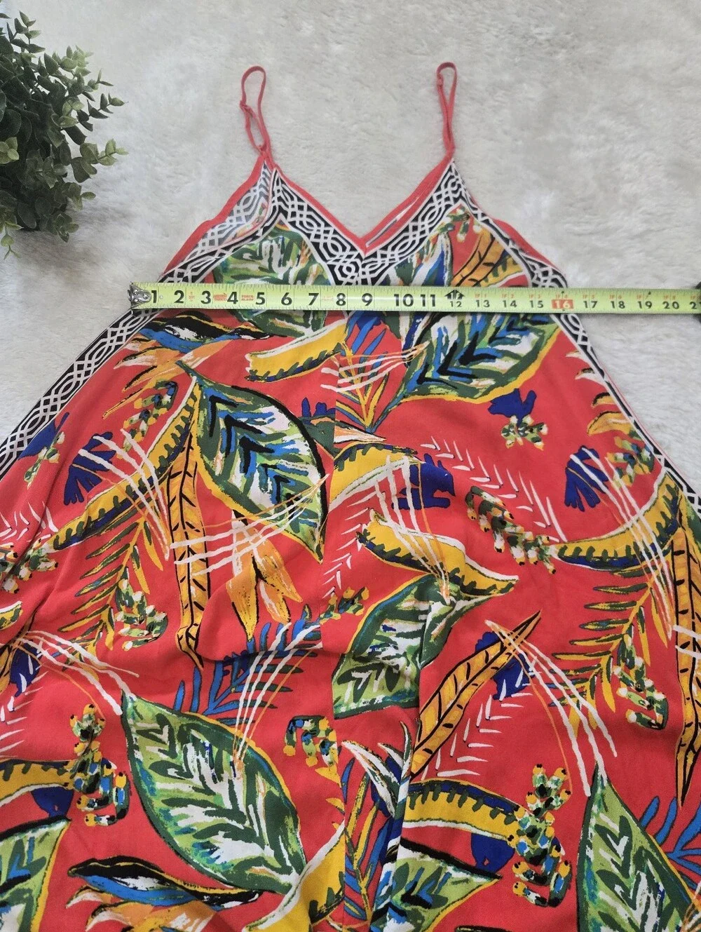 Jealous Tomato Coral Red Tropical Halter Handkerchief Hem Boho Midi Dress, XS